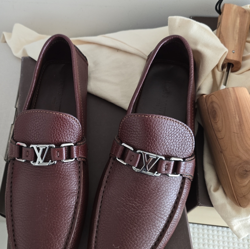 Louis vuitton mens drivers size 12 rich burgandy brown